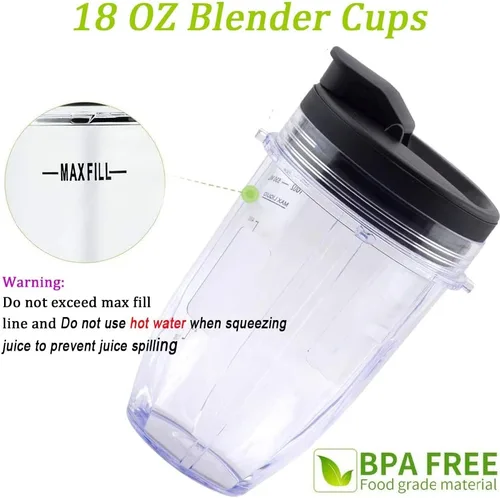 Miniatura 5 de Vaso de repuesto de 18 onzas para licuadora con tapa y sello para Nutri Ninja BL450 BL456 BL480 BL482 BL640 BL642 BL682 BN401 BN751 BN801 Foodi