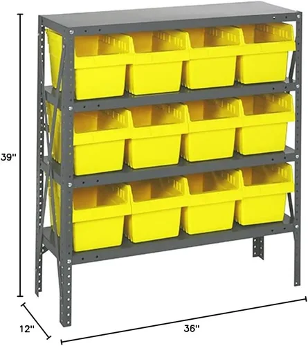 Miniatura 122 de Quantum QSBU-245BK Heavy Duty Shelving Unit with (7) Shelves and (24) QUS245 Black Bins for Garage Warehouse Storage Distribution 400 lb Load