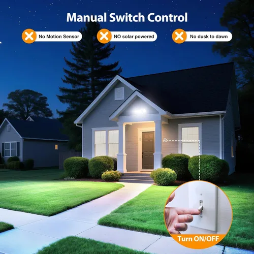Miniatura 5 de Onforu Paquete de 2 luces de inundación de 75 W para exteriores, focos LED de 7000 lm controlados por interruptor, accesorio de iluminación exterior