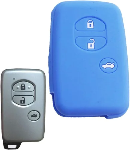 Carcasa de silicona para llavero Toyota Camry Highlander Prius Reiz Prado Crown Azul