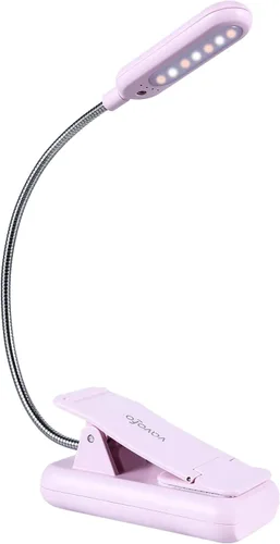 Miniatura 13 de VAVOFO Luz de lectura recargable ámbar, luz de libro con bloqueo de luz azul, 7 LED para el cuidado de los ojos, 9 colores, 9 brillos con clip