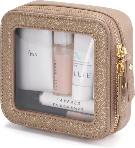 Miniatura 52 de Bolsa de maquillaje transparente Popvibe, estuche de cosméticos de viaje con cremallera, bolsa de aseo transparente con cremallera, organizador Malva