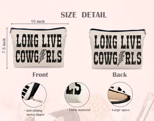 Miniatura 4 de Bolsas de maquillaje retro occidentales de larga vida para vaqueras, bolsa de maquillaje con perno de rayo de leopardo, bolsa de cosméticos, bolsa