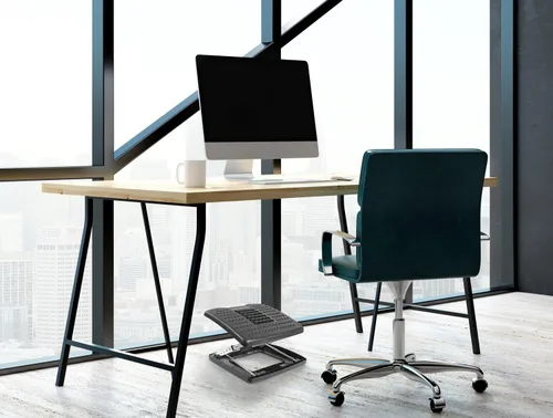 Miniatura 4 de Mount-It! Reposapiés para debajo del escritorio, altura ajustable e inclinación, reposapiés debajo del escritorio (3 a 15 pulgadas) con rodillos