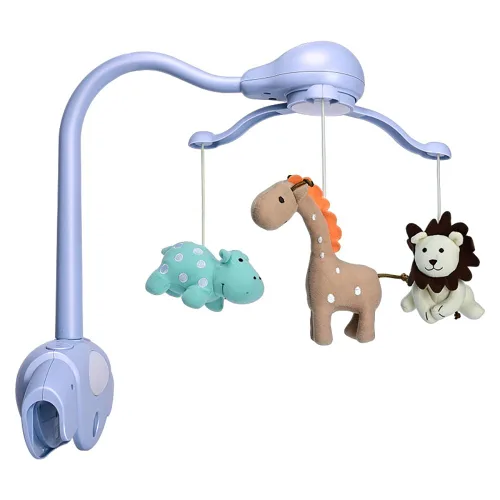 Pack and Play - Cuna móvil para niños o niñas, moisés azul claro con música, rotación, luces de guardería, sonidos naturales, función de