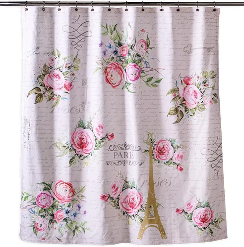 Miniatura 30 de Maison d' Hermine Cortina de ducha 100% algodón, un panel, 70 x 72 pulgadas, cortinas de ducha de tela lavable para baño, fácil de colgar con 12