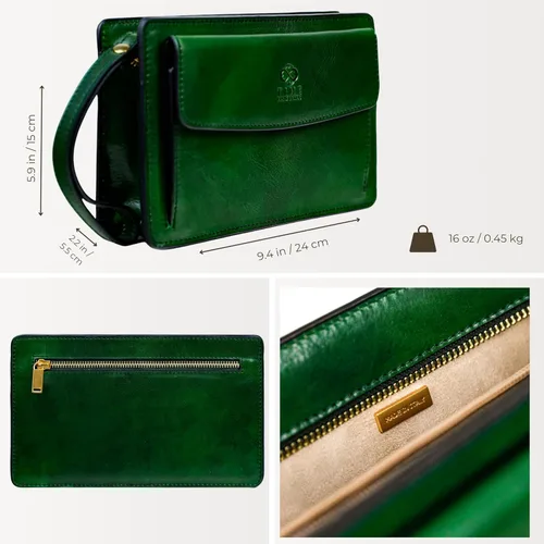 Miniatura 4 de Time Resistance Bolso de mano de cuero para hombre, organizador de muñeca, maletín hecho a mano en Italia, caja de regalo incluida