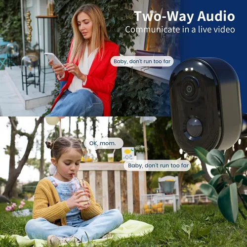 Miniatura 5 de Cámaras de seguridad inalámbricas para exteriores, cámaras WiFi 2K alimentadas por batería para seguridad del hogar, visión nocturna a color, 1