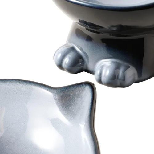 Miniatura 4 de Nihow Cuencos Elevados para Gatos/Perros: Juego de Cuencos Elevados de Cerámica de 5 Pulgadas para Comida y Agua de Gatos para Proteger la Columna