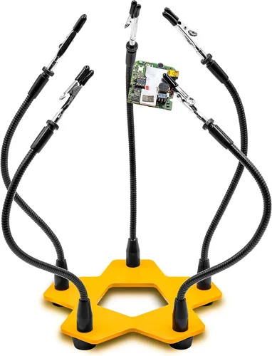 Miniatura 9 de KOTTO Herramienta de soldadura de tercera mano, soporte para PCB, dos brazos metálicos flexibles con base magnética, manos que ayudan a las manos