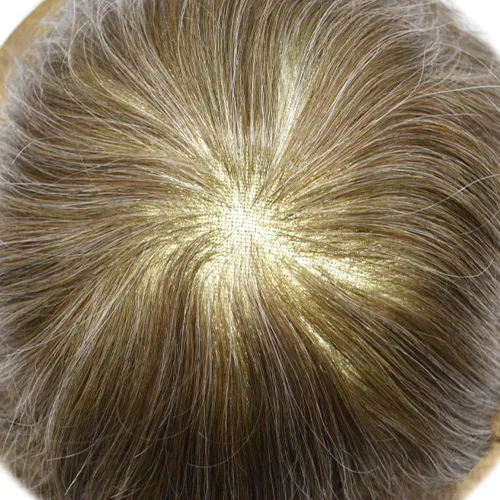 Miniatura 218 de Toupee para hombres nudos blanqueados hombres toupee hairpieces europeo virgen sistema de reemplazo de cabello humano suave encaje francés hombres
