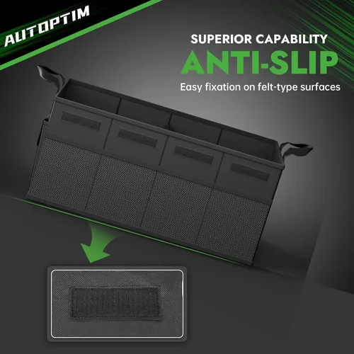 Miniatura 3 de AUTOPTIM Organizador de maletero de automóvil, organizador plegable para automóvil con parte inferior antideslizante y múltiples bolsillos