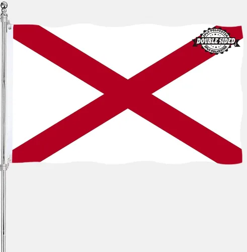 Bandera del estado de Alabama de 3 x 5 pies de doble cara, banderas de Alabama AL para exteriores, de alta resistencia, material de poliéster de 3