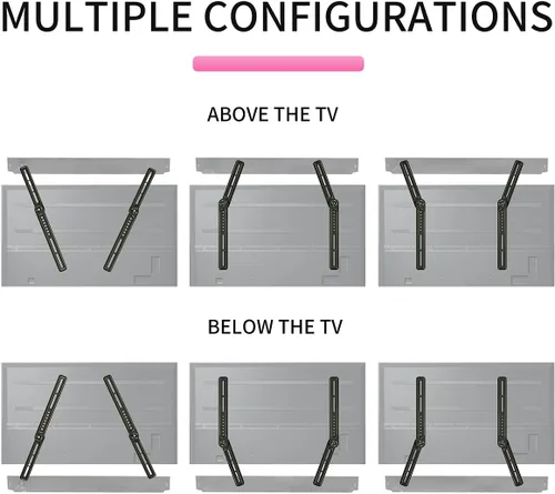 Miniatura 7 de Soporte de montaje universal para barra de sonido para encima/debajo del televisor, se adapta a televisores de 23-65 pulgadas, hasta 22 libras por