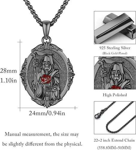 Miniatura 714 de Collar con colgante de plata de ley 925 con medalla de San Patrón, joyería religiosa para hombres y mujeres, con cadena de acero inoxidable 316L