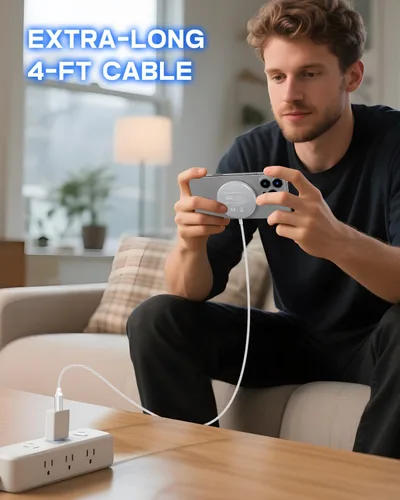 Miniatura 8 de Yootech Cargador Mag-Safe, almohadilla de carga inalámbrica súper rápida certificada Qi2, carga magnética real de 15 W, compatible con iPhone 17/17
