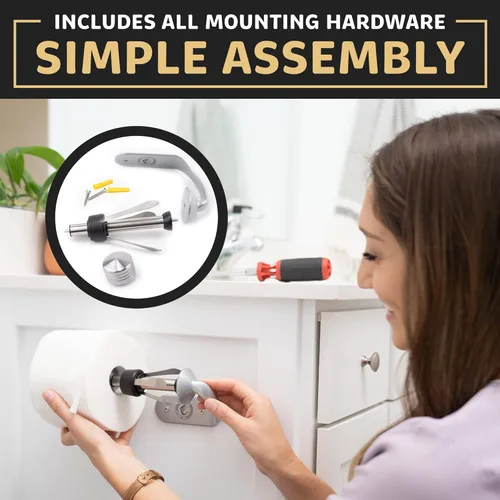 Miniatura 4 de Soporte de papel higiénico para baño, diseño de montaje en pared, soporte de papel higiénico de acero inoxidable con operación simple con una sola