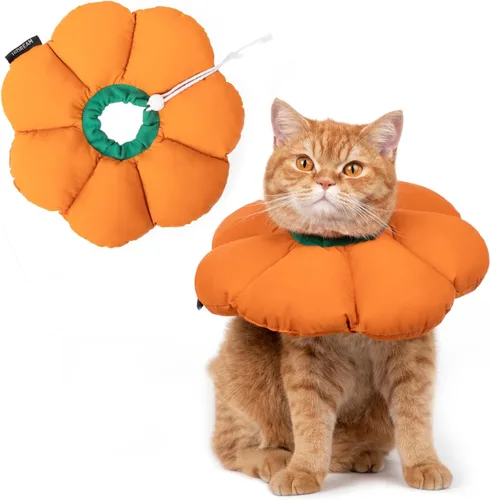 Miniatura 11 de Collar de cono de gato, lindo collar de recuperación impermeable para gatos, antimordeduras, cicatrización de heridas, collar isabelino para gatos