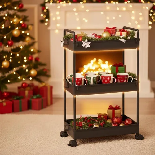 Miniatura 7 de Ronlap Carrito de Almacenamiento Rodante Delgado de 3 Niveles con Ruedas, Carrito Utilitario de Plástico Organizador para Aperitivos, Manualidades
