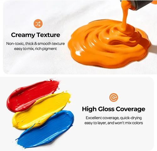 Miniatura 3 de Nicpro Juego de pintura acrílica al aire libre de gran volumen de 14 colores (500 ml, 16.9 oz) Suministros de pintura artística ricos, no tóxicos