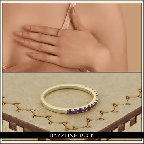 Miniatura 4 de Dazzlingrock Collection Anillo de boda elegante con piedras preciosas o diamantes redondos para mujer en oro macizo