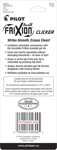 Miniatura 6 de PILOT FriXion 31483 - Bolígrafos de tinta de gel borrable retráctiles y recargables, punta fina, colores surtidos, paquete de 2