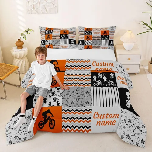 Miniatura 47 de Juego de edredón de softbol personalizado, juego de ropa de cama de retazos a cuadros para niños y niños, edredón de bate de béisbol, juego
