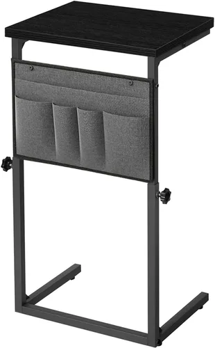 HOOBRO Mesa auxiliar en forma de C, mesa pequeña en C para sofá, mesa auxiliar de altura ajustable para espacios pequeños, mesa de sofá de 29.5