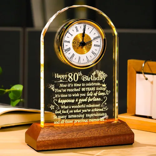 Miniatura 13 de Ornalrist Reloj de cuarzo de cristal de feliz cumpleaños número 100 para hombres y mujeres, regalo de cumpleaños de 100 años para padres, abuela