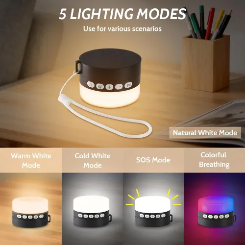 Miniatura 2 de Linterna de camping con botella de agua, luces LED modulares con 5 modos, lámpara recargable para tienda de campaña, senderismo, mochilero de Negro