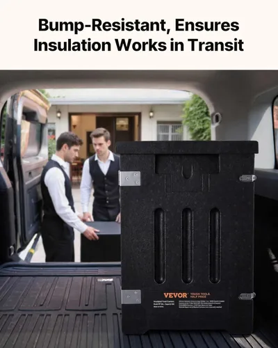Miniatura 5 de VEVOR Transportador de bandeja de alimentos aislado, caja caliente de 95 cuartos de galón para catering, LLDPE caja de alimentos con hebillas Negro