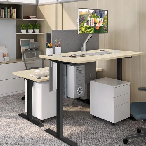 Miniatura 9 de COSTWAY Mesa universal de 48 x 30 pulgadas, escritorio de madera maciza de una sola pieza para marco de escritorio estándar y ajustable en altura