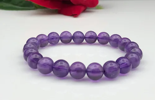 Miniatura 4 de Pulsera elástica con cuentas de amatista natural, Gema, Amatista