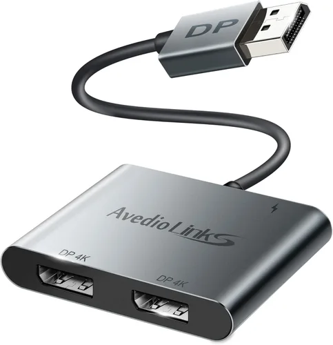 Adaptador divisor Displayport a Dual Displayport 4K @60Hz, adaptador divisor DP 1.4 1 en 2 salidas SST/MST pantalla extendida compatible con PC,