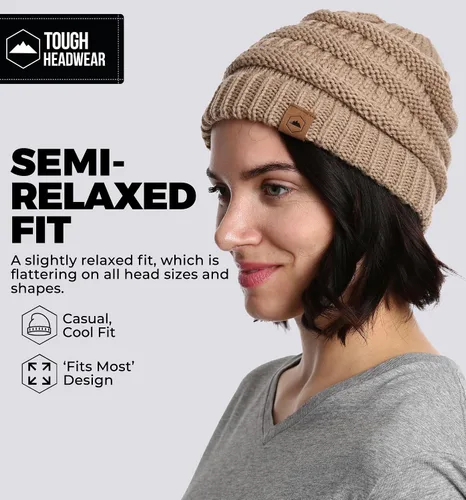Miniatura 51 de Gorro de punto para mujer, cálido y suave, elástico, para clima frío de Tough Headwear