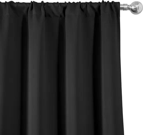Miniatura 7 de LEMOMO Cortinas opacas negras para cocina, 42 x 45 pulgadas, juego de 2 paneles de cortinas opacas con bolsillo para cortinero para ventana pequeña