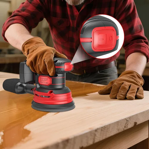 Miniatura 7 de Lijadora orbital inalámbrica compatible con Milwaukee 18V, lijadora orbital eléctrica con motor sin escobillas de 12000 RPM, lijadora de velocidad