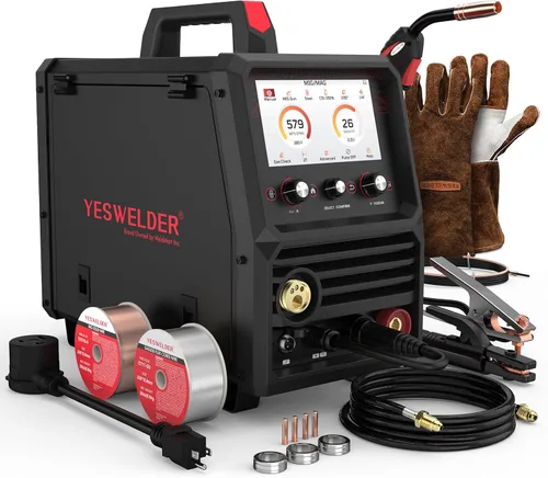 Miniatura 10 de YESWELDER Soldador MIG 160A, 110V/220V Voltaje Dual, 4 en 1 Gas MIG/Flux Core MIG/Elevación TIG/Stick Multiproceso Pantalla Digital LED Grande