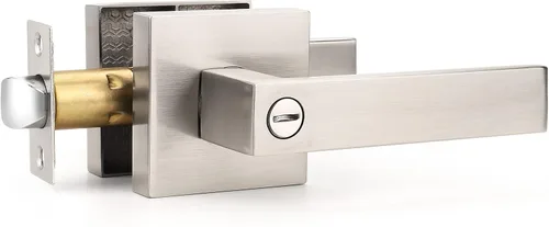 Miniatura 17 de Gobrico 1 paquete de manijas cuadradas de privacidad para puerta en acabado negro mate, manijas interiores sin llave, reversibles para puertas