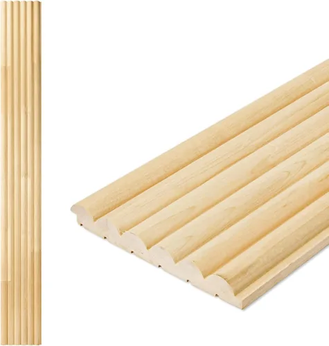 Miniatura 14 de Art3d Paneles de pared de madera de listones para decoración de interiores y techos, paquete de 4 piezas + 1 moldura final, tamaño 108 x 5.7 Roble