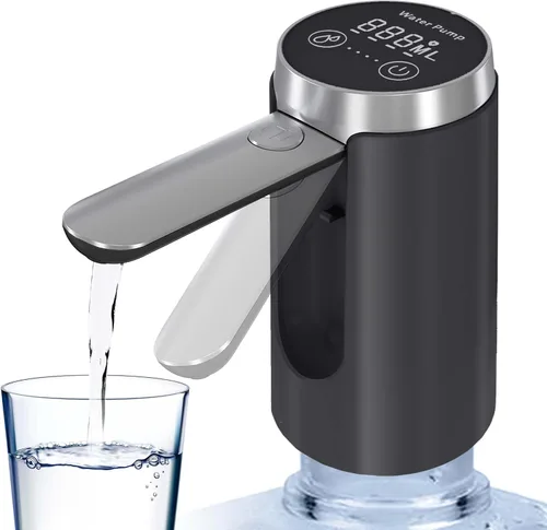 Miniatura 8 de UNNEES Dispensador de agua para botella de 5 galones, pantalla LED inteligente, bomba de agua recargable, boquilla de agua plegable de larga Blanco
