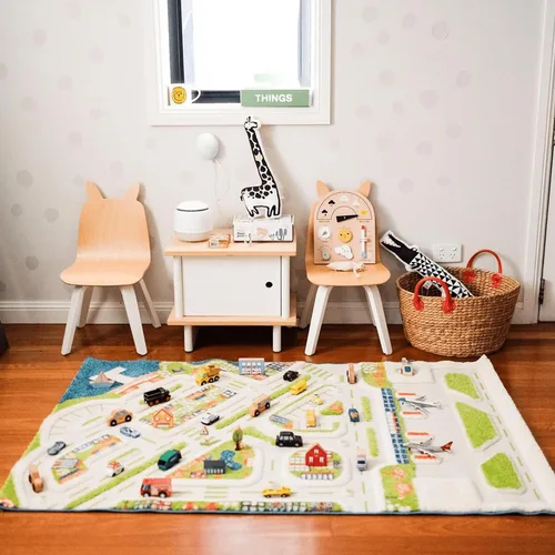 Miniatura 7 de IVI Mini City - Alfombra educativa de 59 pulgadas de largo x 39 pulgadas de ancho para dormitorio, sala de juegos o sala