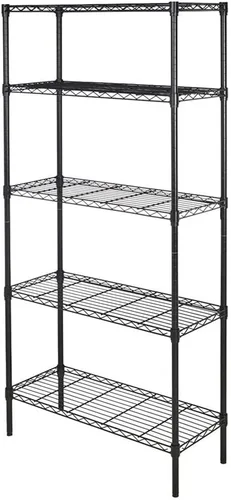 Miniatura 3 de Estantes de alambre de almacenamiento de 5 estantes, estantes de pie de 5 niveles, organizador de metal ajustable, estantes de alambre de acero