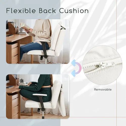 Miniatura 4 de HOMREST Silla cruzada con brazos y ruedas, silla de oficina de patas cruzadas de tamaño grande con asiento extra ancho y cojín de respaldo flexible