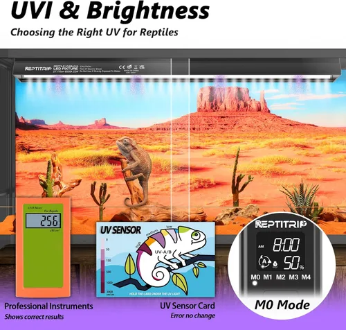 Miniatura 5 de REPTITRIP Lámpara LED UVB de 8 pulgadas para reptiles, controlador de accesorio de luz LED para reptiles con atenuación y 4 modos UVI, lámpara