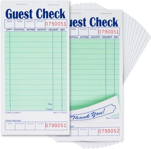 Miniatura 14 de [8000] Gorilla Supply Libro de Cheques para Huéspedes 3.4" x 5.04" Blocs de Notas de Servidor Libreta de Pedidos para Mesero y Mesera, Cheques