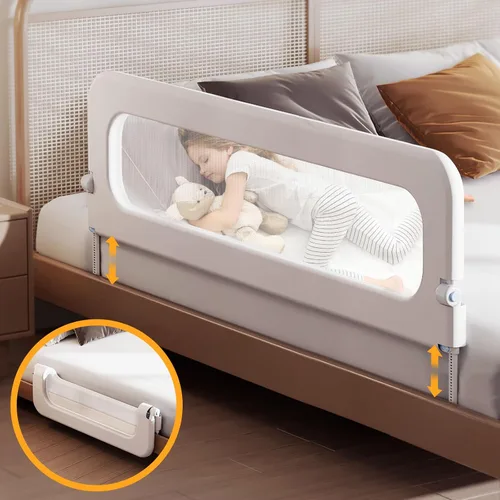 Barandilla de protección para cama de bebé para niños pequeños, altura ajustable de 59 pulgadas, barandilla de cama abatible, barandilla lateral de