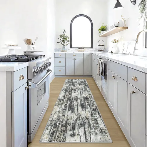 Miniatura 34 de Alfombras de Pasillo Lavables de 2'6''x8': Alfombra de Pasillo Moderna Abstracta para Interiores, Suave, Pelo Bajo, Alfombra Delgada, Multi