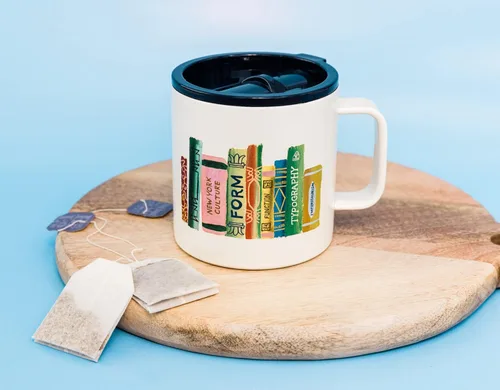 Miniatura 4 de kate spade new york Taza aislada de acero inoxidable con asa y tapa, vaso de doble pared de 16 onzas, taza de viaje de café reutilizable