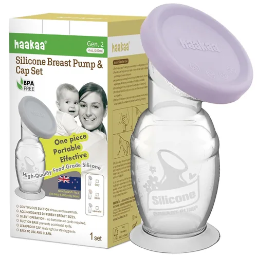 Miniatura 13 de Haakaa Extractor de leche manual con base de 4 fl oz/3.4 fl oz+tapa (rubor), Gen.2